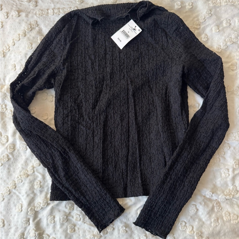 Cotton On Luna textured sheer mock neck long sleeve.